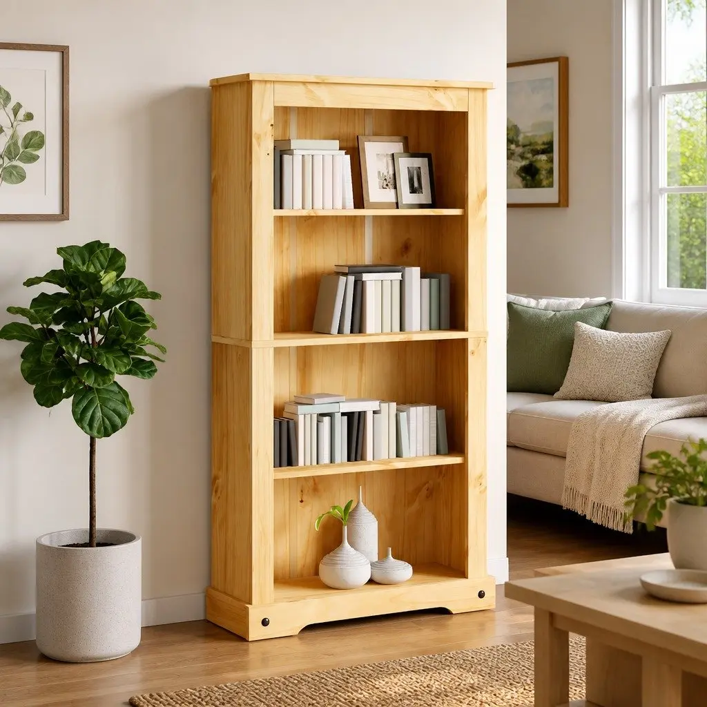 4-Tier Bookcase Brown Wooden Storage Unit Shelving Display 80 x 29 x 150 cm