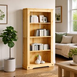 Warm Wooden 4-Tier Bookcase for Your Living Space