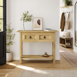 Rustic Mexican Console Table with Storage Drawers