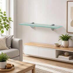 Modern Floating Wall Shelf in Transparent Glass 40x10cm