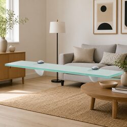 Modern Floating Wall Shelf in Transparent Glass 50x10 cm