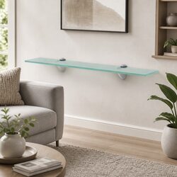 60x10cm Floating Glass Wall Shelf for Modern Living