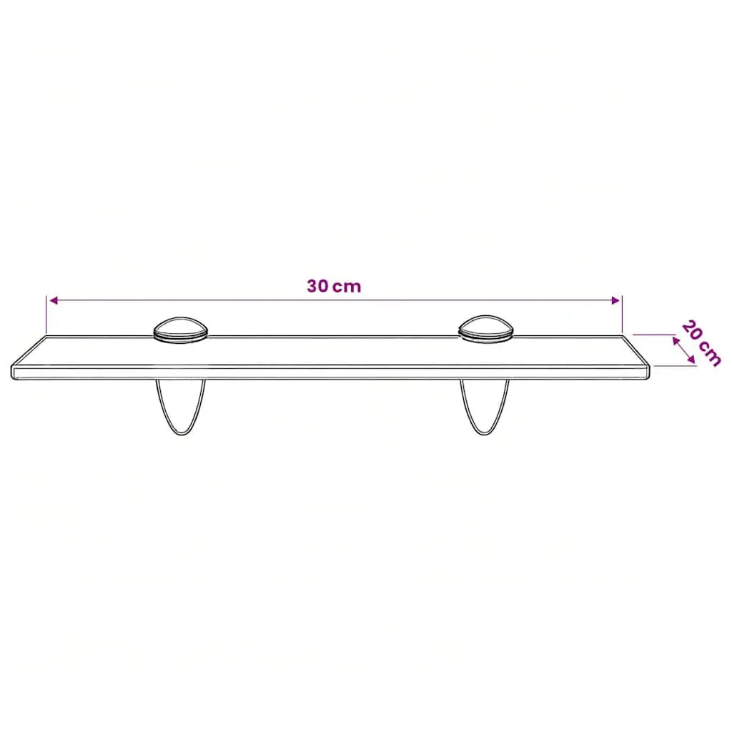 Floating Wall Shelf Transparent 30x20 cm Tempered Safety Glass Modern Display Bracket