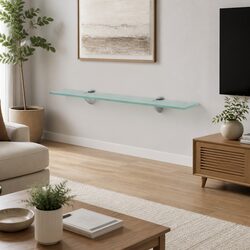 Transparent Glass Floating Wall Shelf 60x20cm