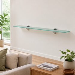 Modern Floating Wall Shelf in Transparent Glass 70x20 cm