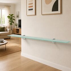 Transparent Floating Glass Shelf 90x20 cm for Home