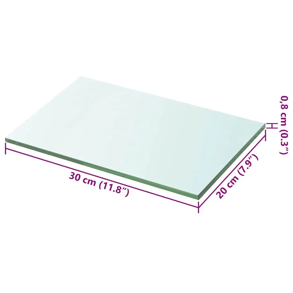 Clear Tempered Glass Shelf Panel 20x30cm Display Ledge for Home and Retail