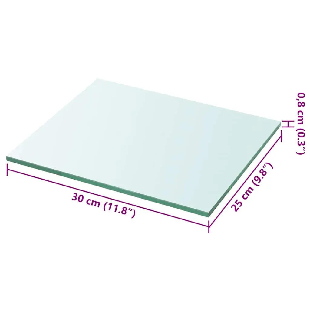 Glass Shelf Panel Clear 30x25 cm Tempered Glass Wall Mount Display Ledge