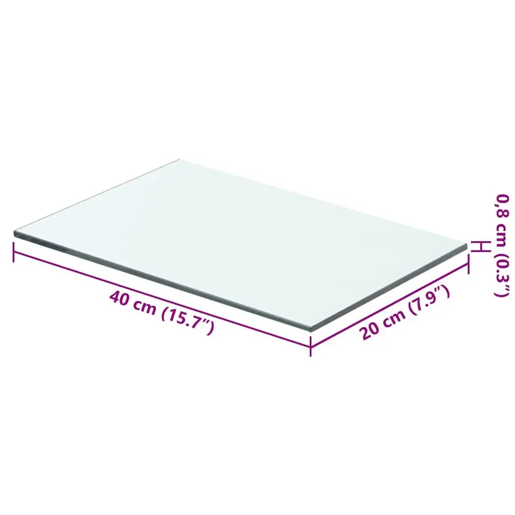 Glass Shelf Panel Clear 40x20 cm Tempered Glass Wall Mount Display Shelving
