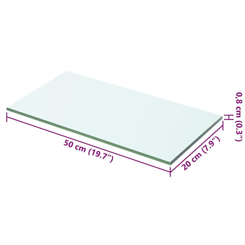 Glass Shelf Panel Clear 50x20 cm Tempered Glass Wall Mount Display Shelving