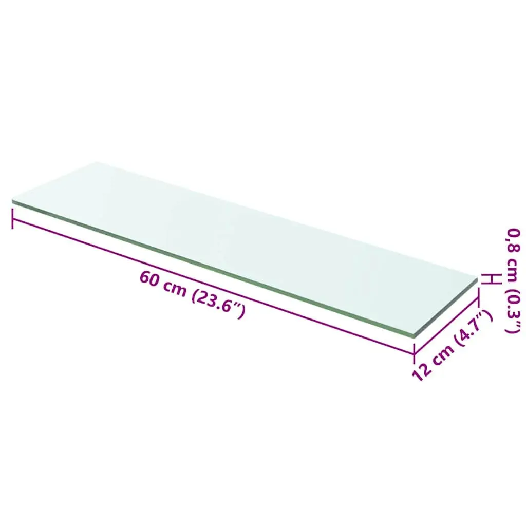Glass Shelf Panel Clear Transparent 60x12 cm Tempered Glass