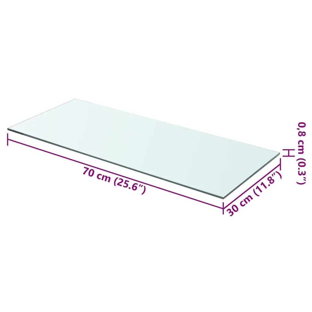 Glass Wall Shelf Panel Transparent 70x30cm Tempered Glass