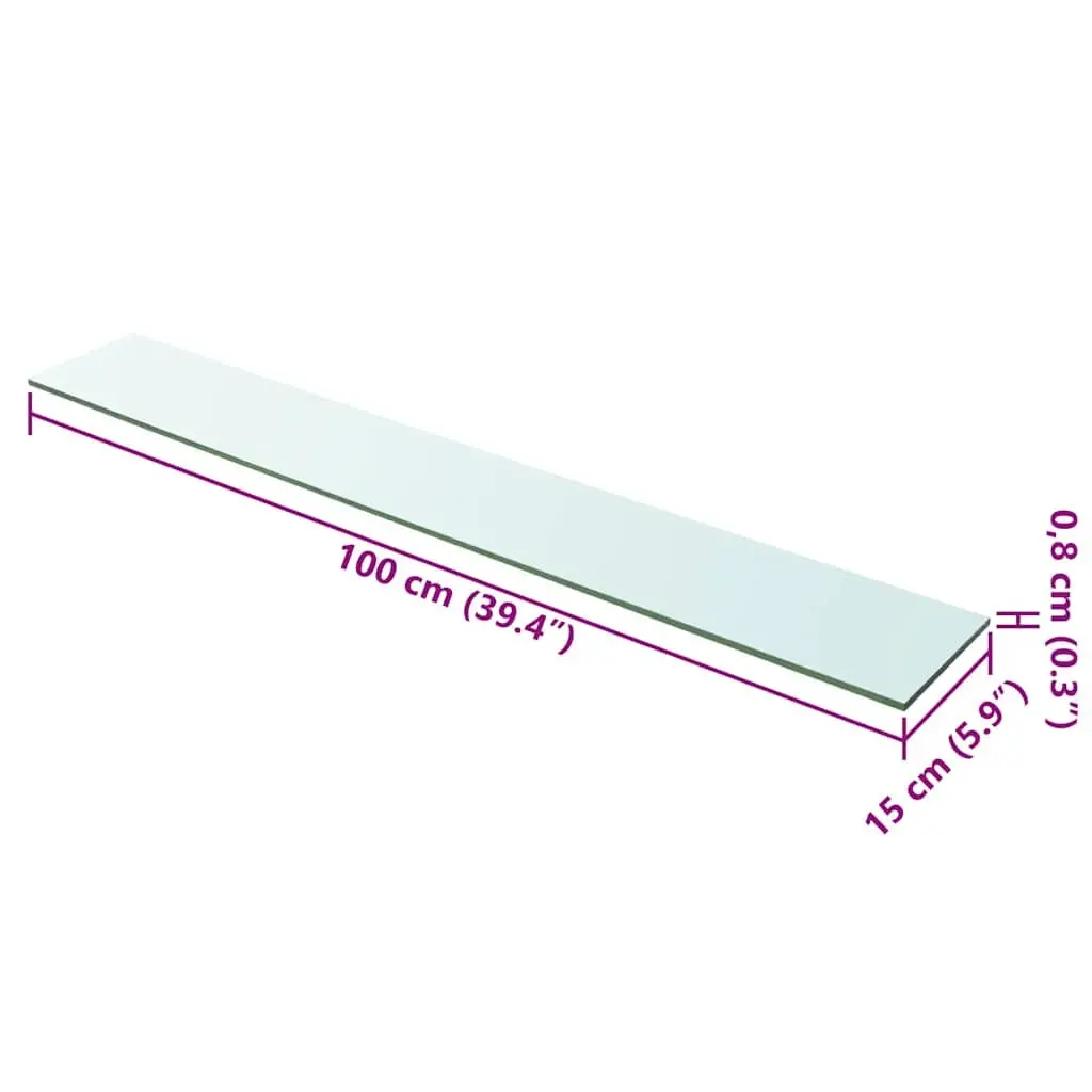 Glass Shelf Panel Clear 100x15cm Tempered Glass