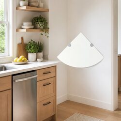 Transparent Glass Corner Wall Shelf with Chrome Supports