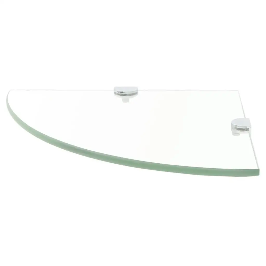 Corner Wall Shelf Transparent Glass 25x25cm Tempered Safety Glass with Chrome Supports