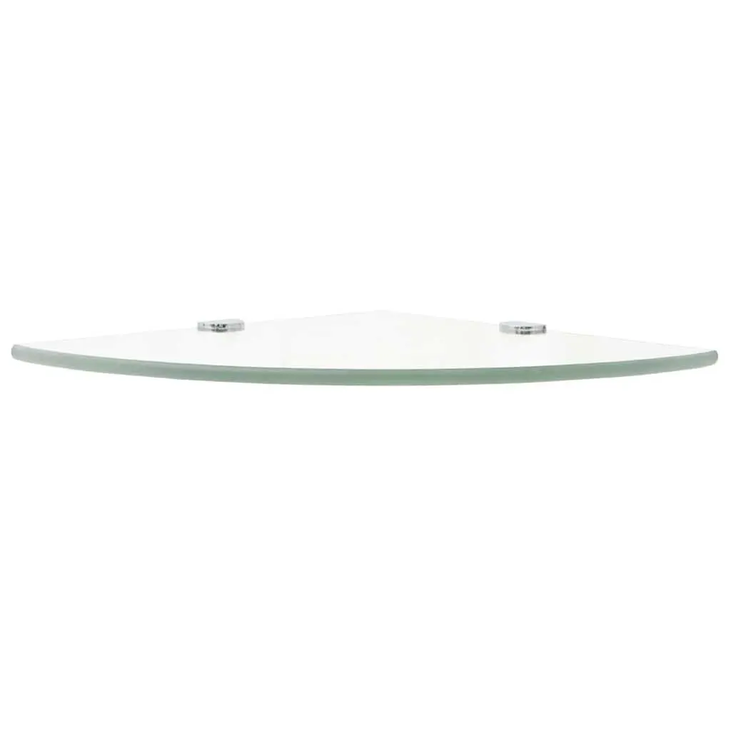 Corner Wall Shelf Transparent Glass 25x25cm Tempered Safety Glass with Chrome Supports