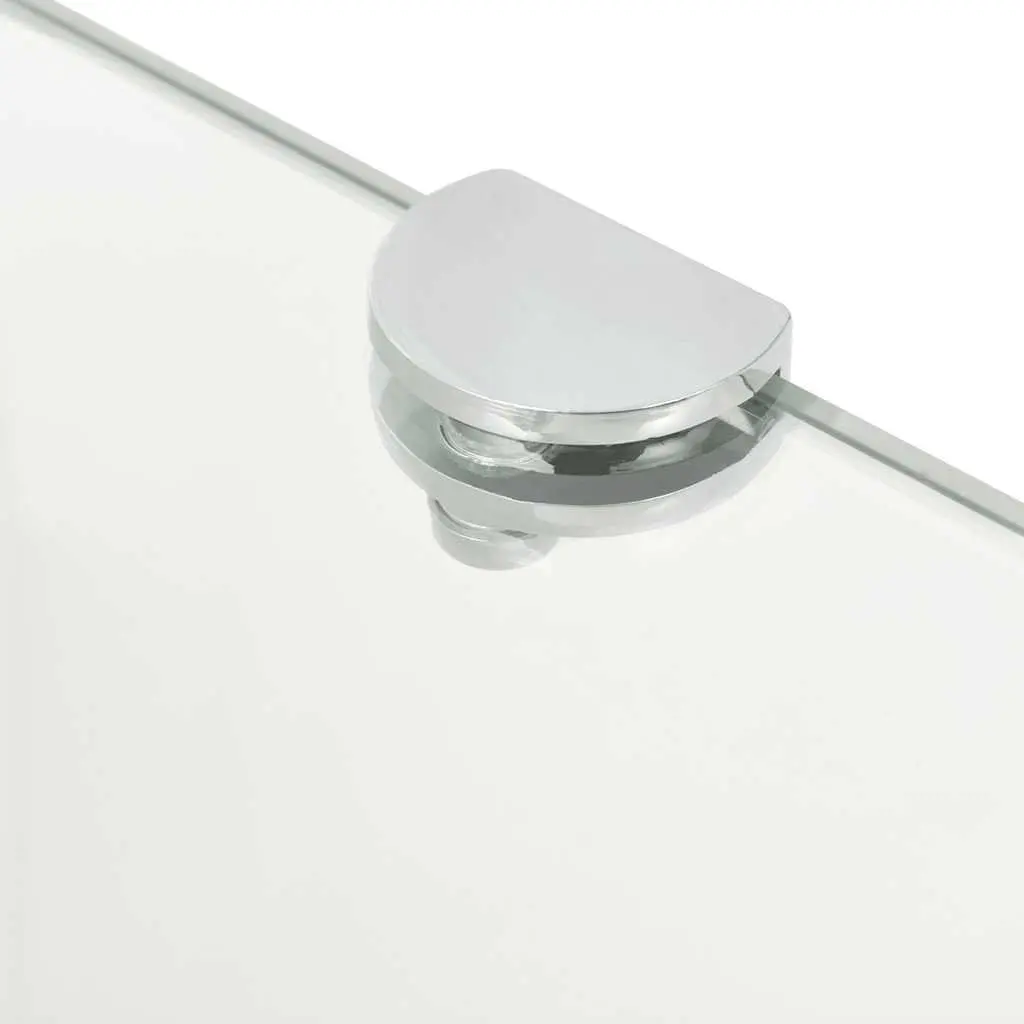 Corner Wall Shelf Transparent Glass 25x25cm Tempered Safety Glass with Chrome Supports