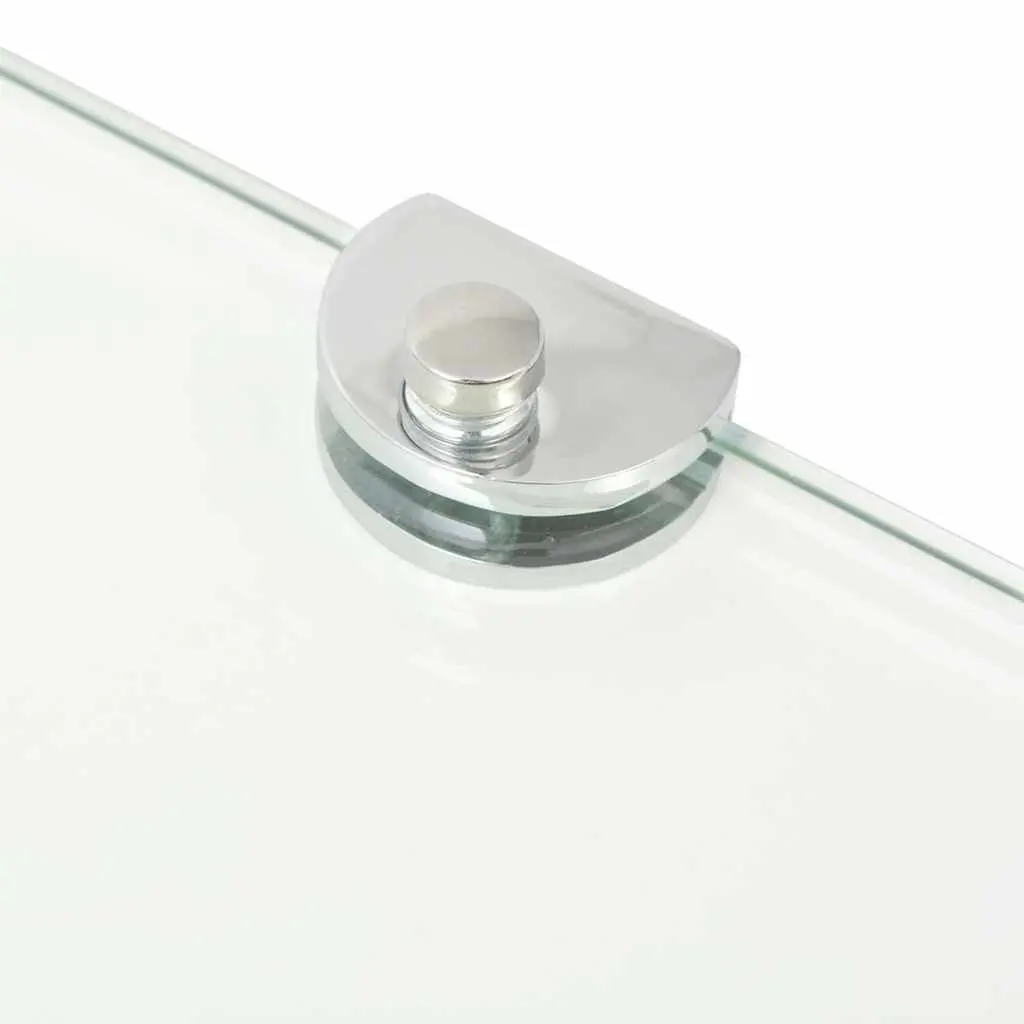 Corner Wall Shelf Transparent Glass 25x25cm Tempered Safety Glass with Chrome Supports