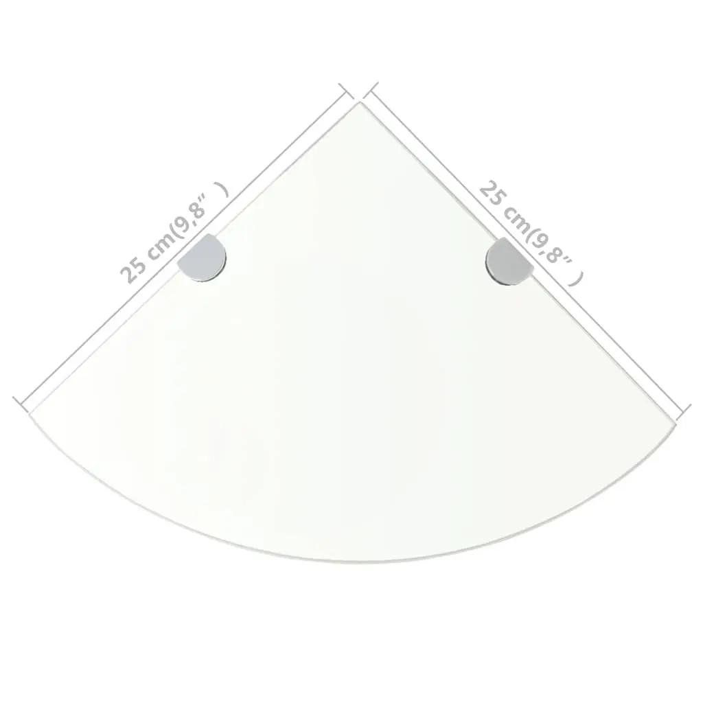 Corner Wall Shelf Transparent Glass 25x25cm Tempered Safety Glass with Chrome Supports