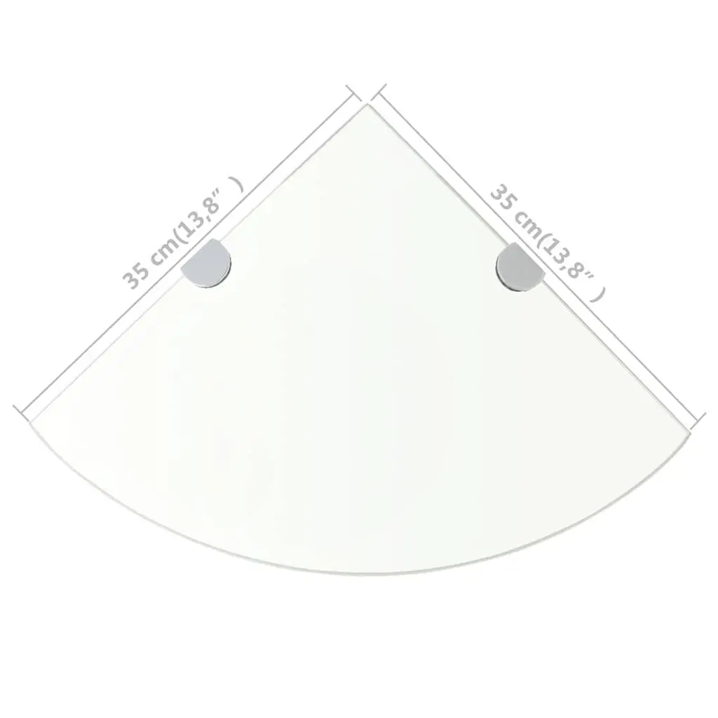 Corner Wall Shelf Clear Tempered Glass 35x35cm