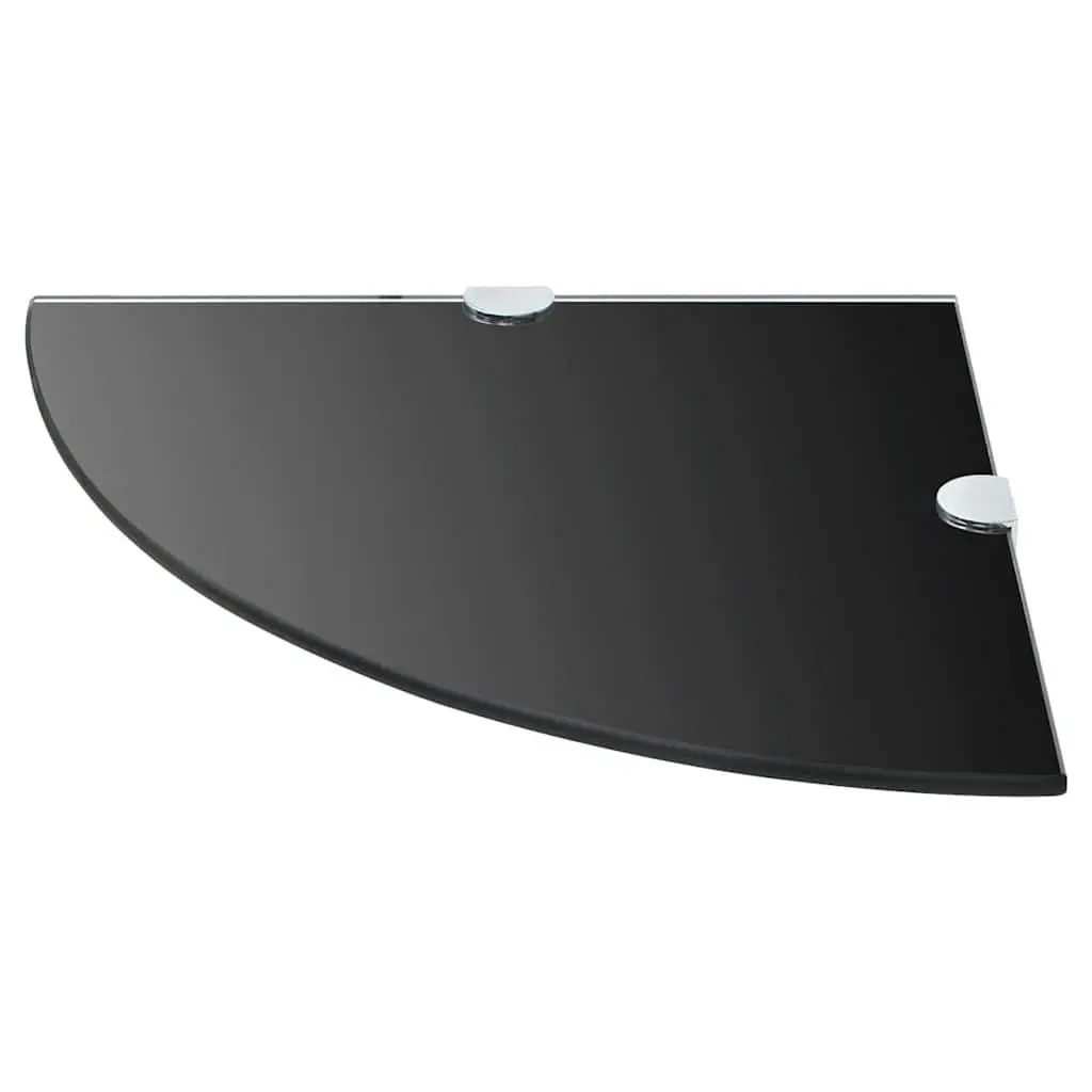 Corner Wall Shelf Black Glass Floating 25cm Tempered Safety Glass