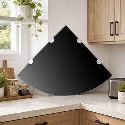 Black Glass Corner Wall Shelf for Stylish Displays