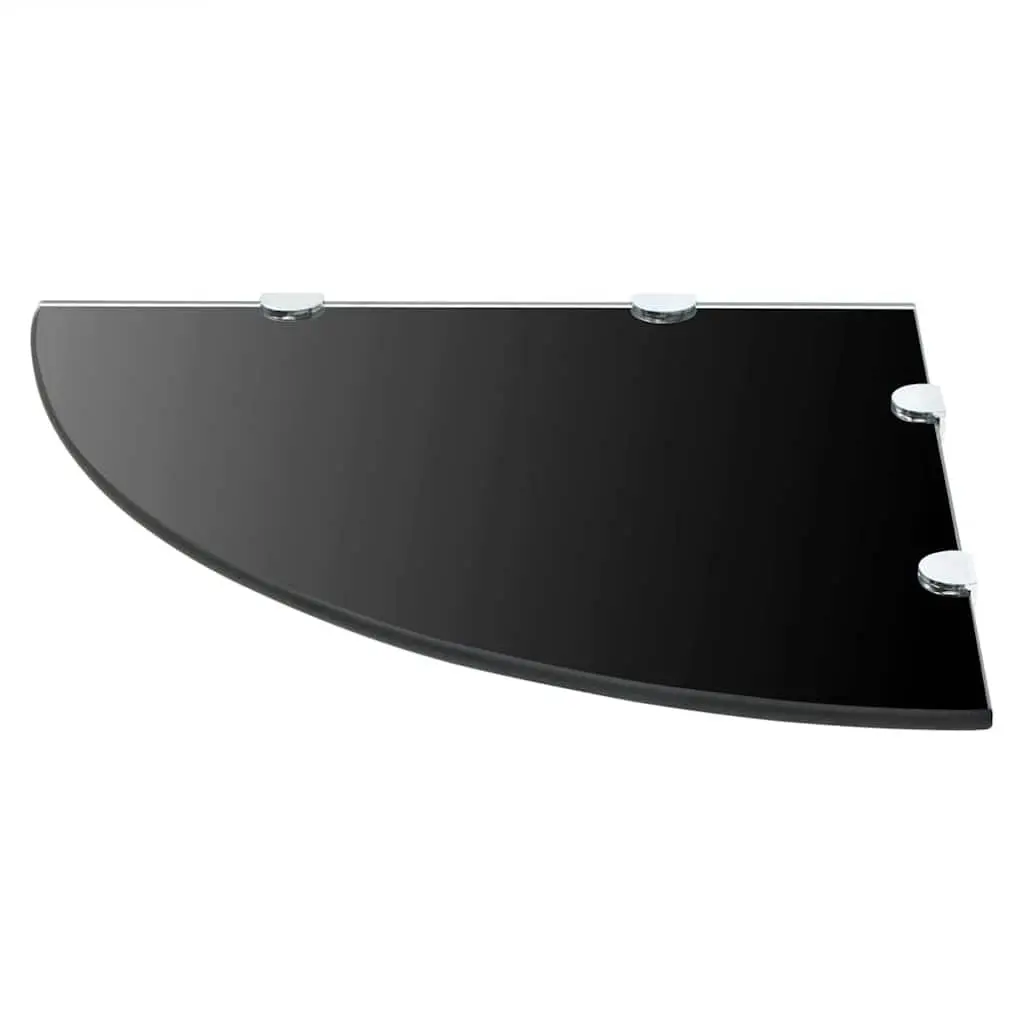 Corner Wall Shelf Black Glass 45cm Tempered Safety Glass Floating Storage Display Ledge