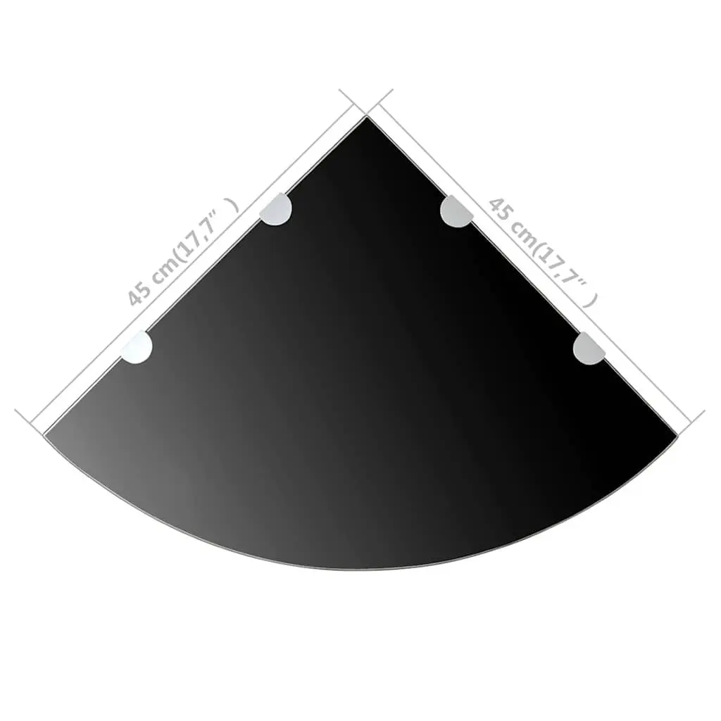 Corner Wall Shelf Black Glass 45cm Tempered Safety Glass Floating Storage Display Ledge