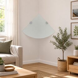 Charming White Corner Wall Shelf Glass Floating 25x25cm