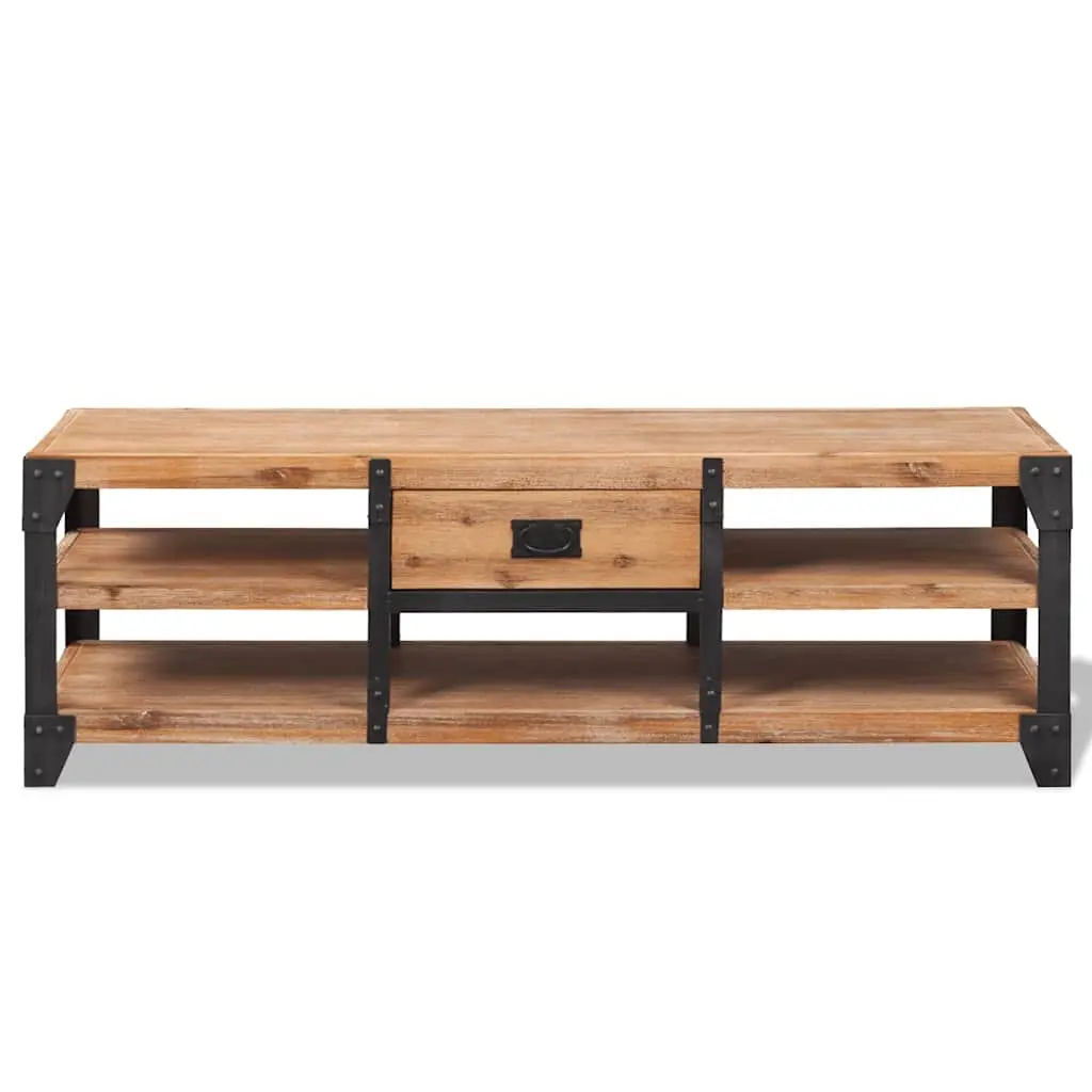 TV Stand Solid Wood Brown Living Room Entertainment Storage Unit Furniture