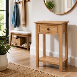 Brown Solid Oak Console Table for Hallway or Entryway