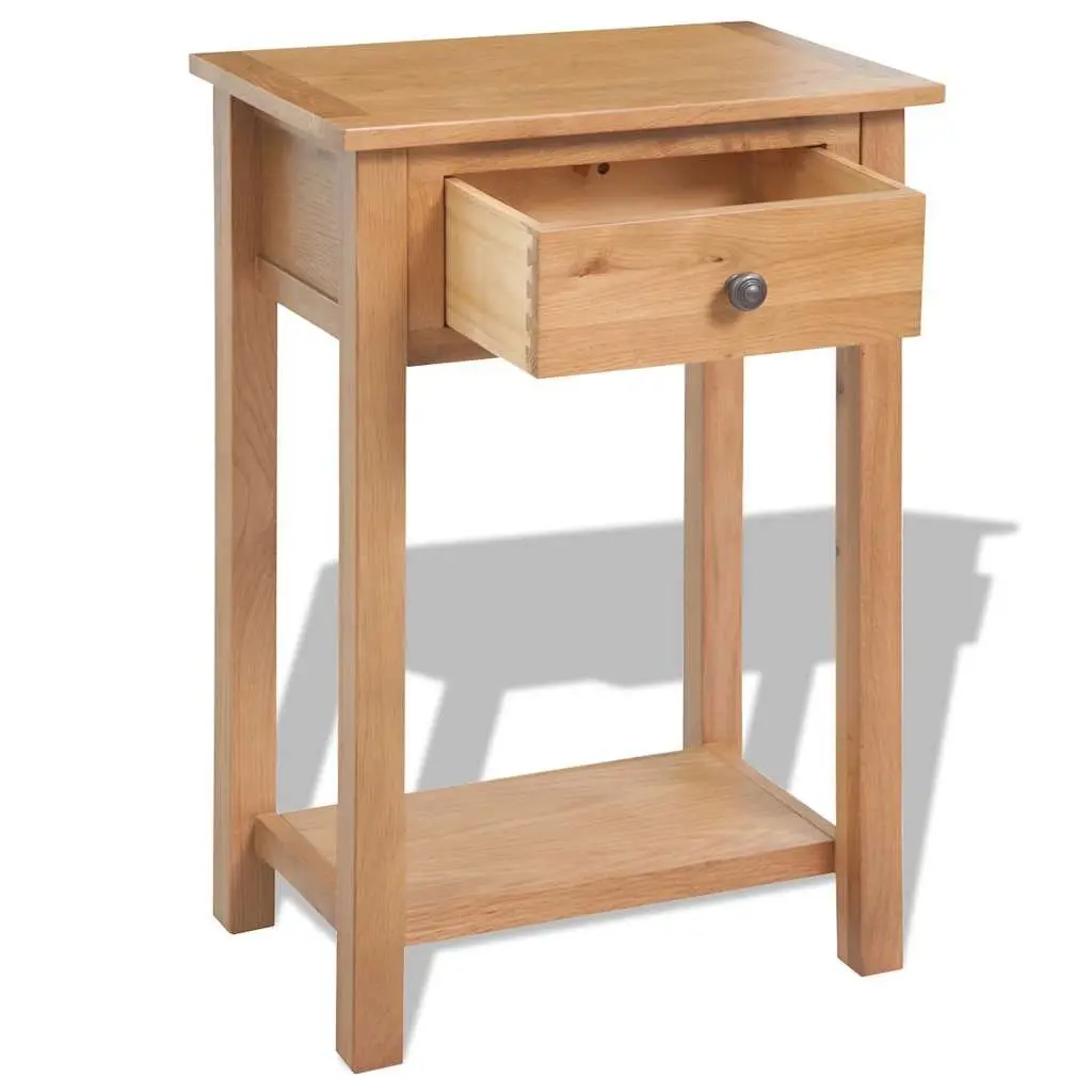 Brown Solid Oak Console Table for Hallway or Entryway