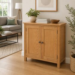 Rustic Solid Oak Sideboard Storage Cabinet for Living Areas