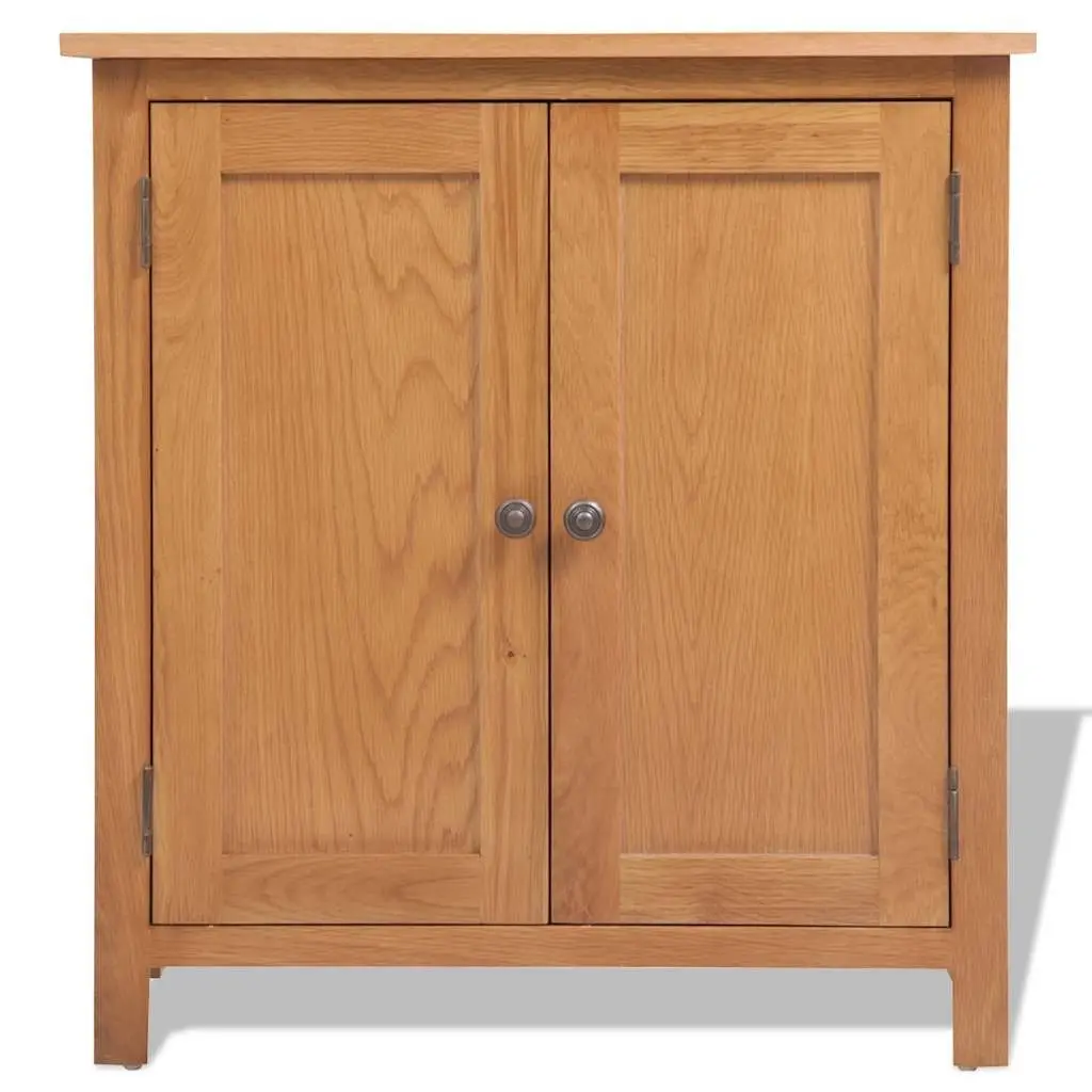 Solid Oak Wood Sideboard Storage Cabinet Rustic Brown 70cm W x 35cm D x 75cm H