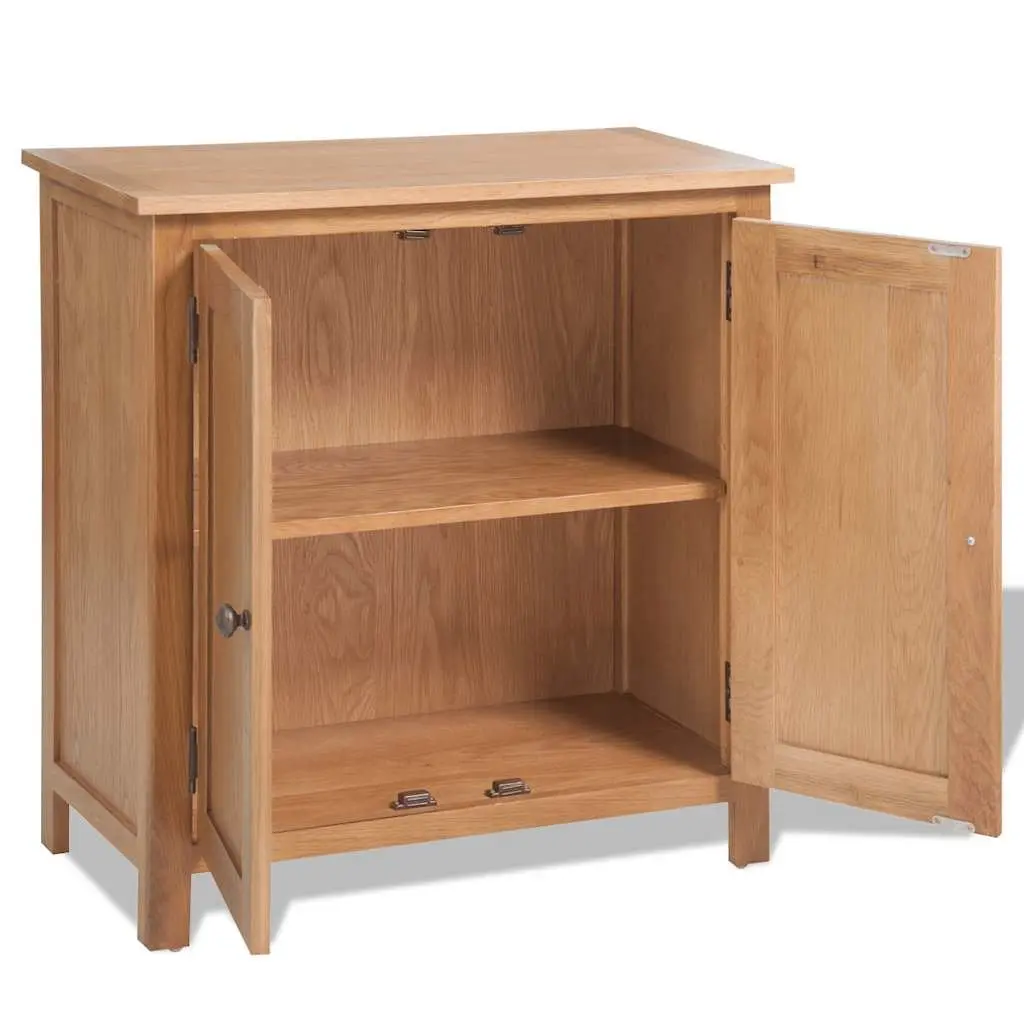 Solid Oak Wood Sideboard Storage Cabinet Rustic Brown 70cm W x 35cm D x 75cm H