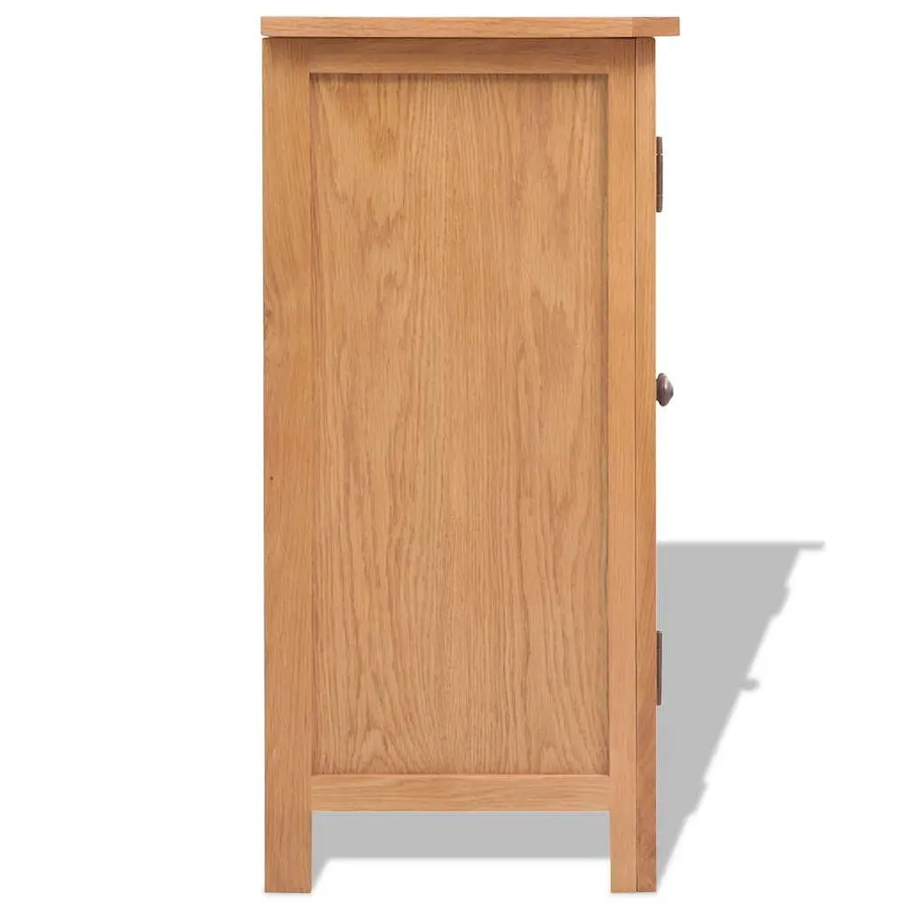 Solid Oak Wood Sideboard Storage Cabinet Rustic Brown 70cm W x 35cm D x 75cm H