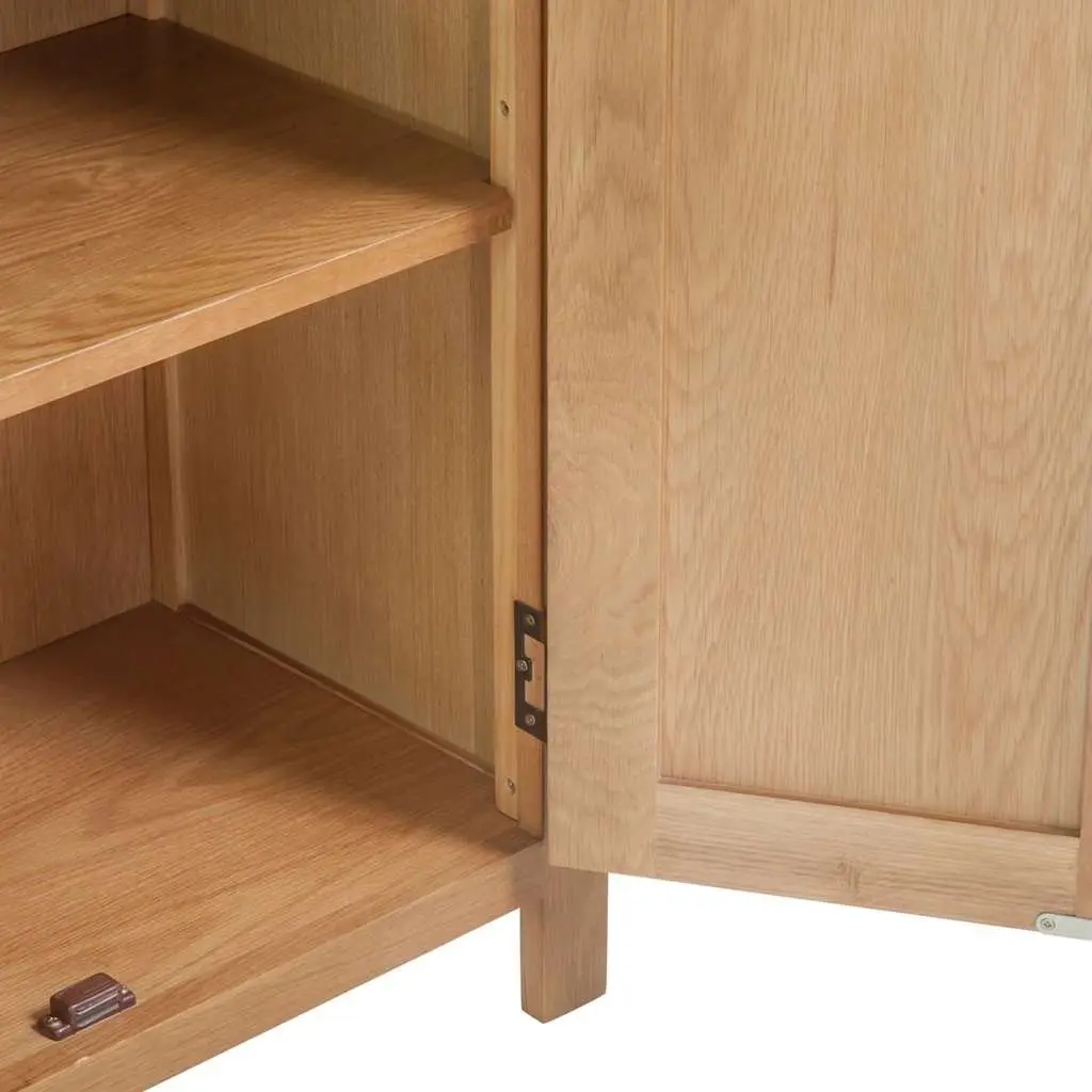 Solid Oak Wood Sideboard Storage Cabinet Rustic Brown 70cm W x 35cm D x 75cm H