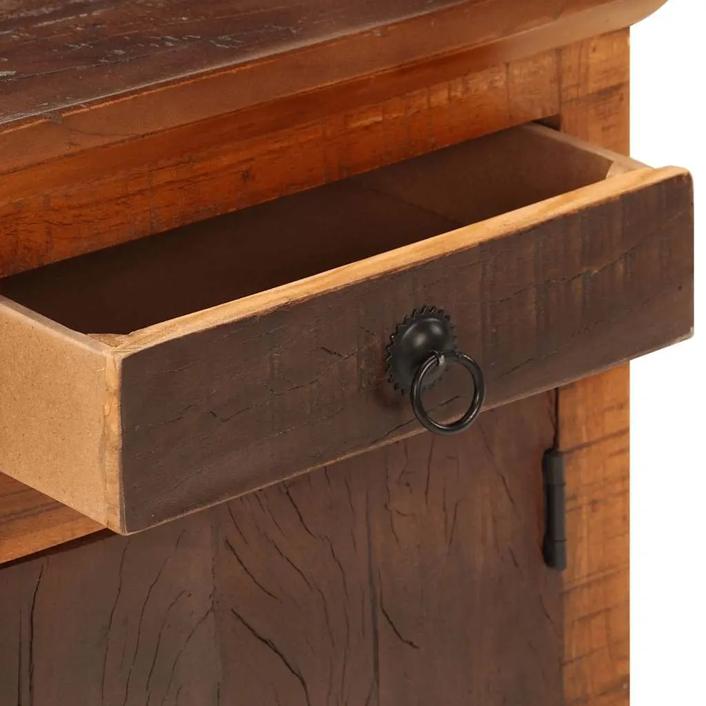 Bedside Table Solid Acacia Reclaimed Wood Nightstand with Drawer Cabinet Storage