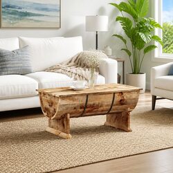 Handmade Solid Mango Wood Coffee Table in Vintage Brown
