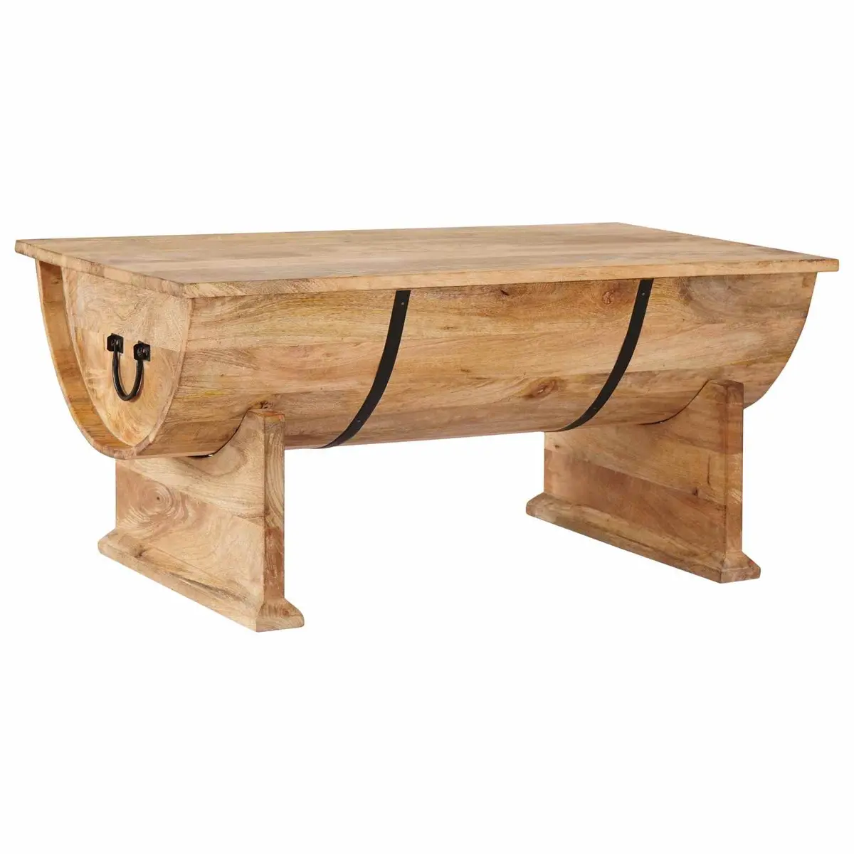 Handmade Solid Mango Wood Coffee Table in Vintage Brown