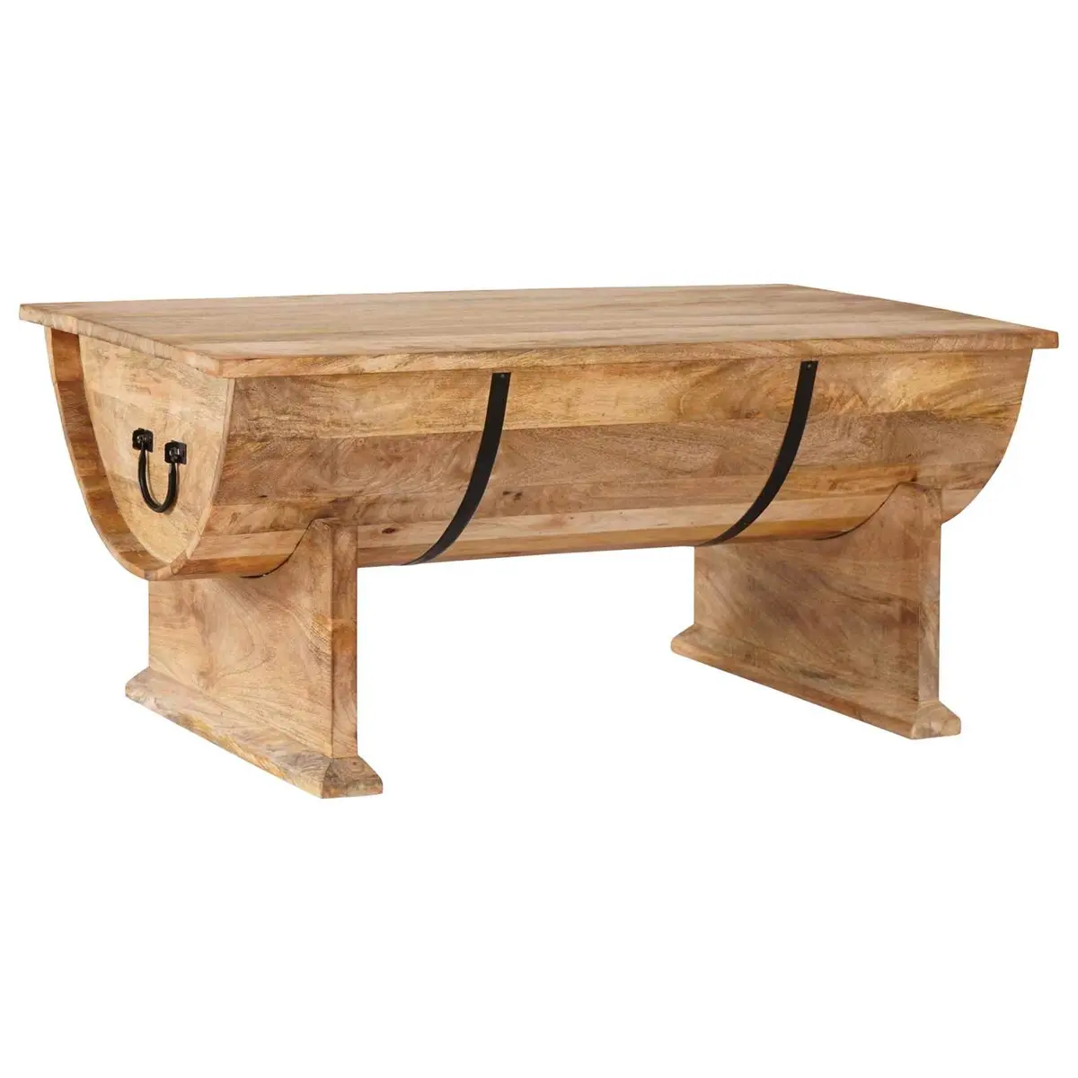 Handmade Solid Mango Wood Coffee Table in Vintage Brown
