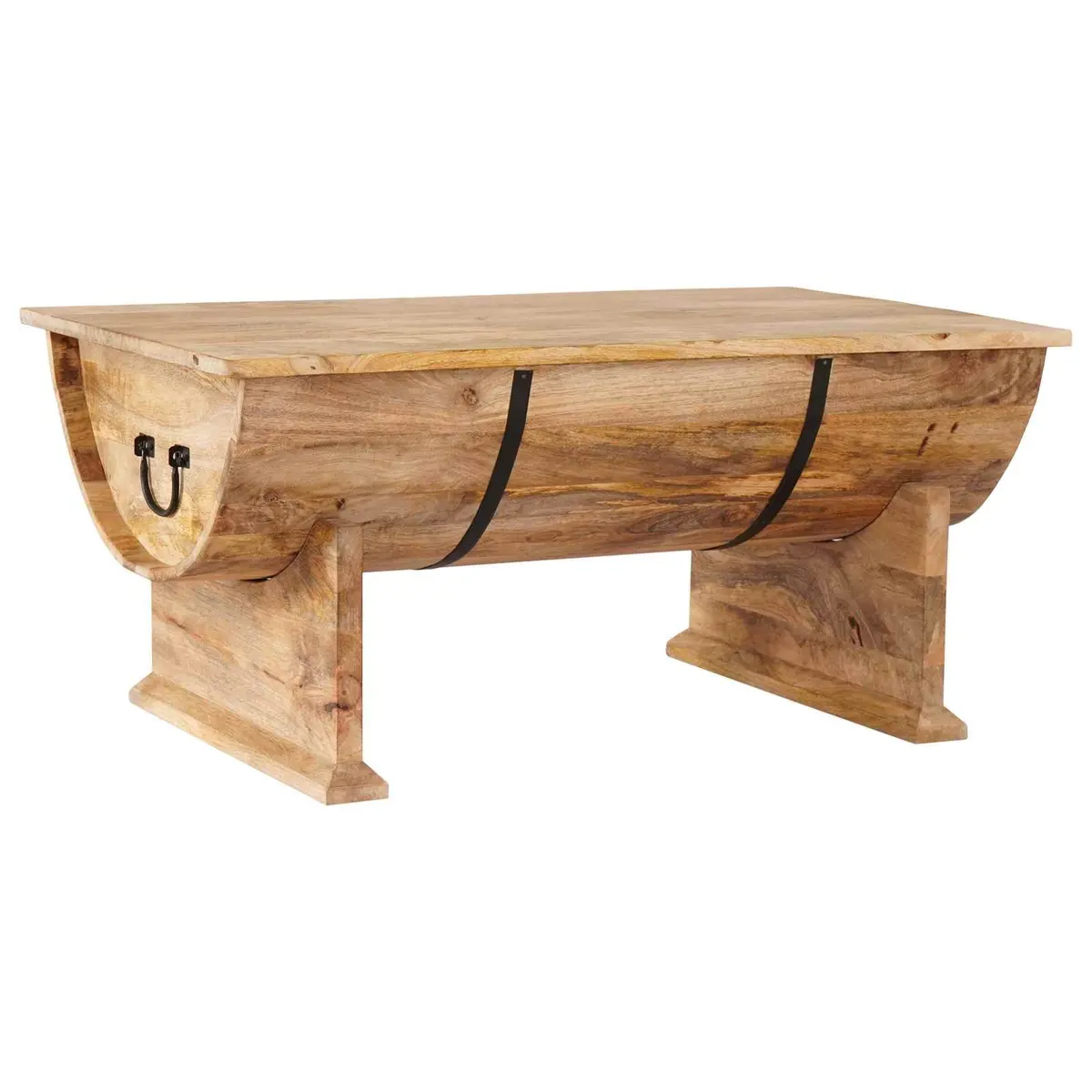 Handmade Solid Mango Wood Coffee Table in Vintage Brown