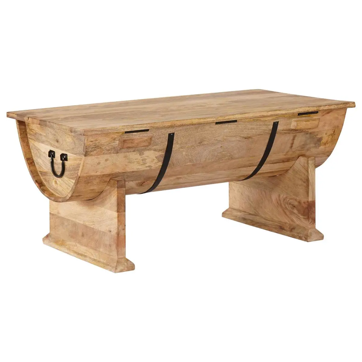 Handmade Solid Mango Wood Coffee Table in Vintage Brown