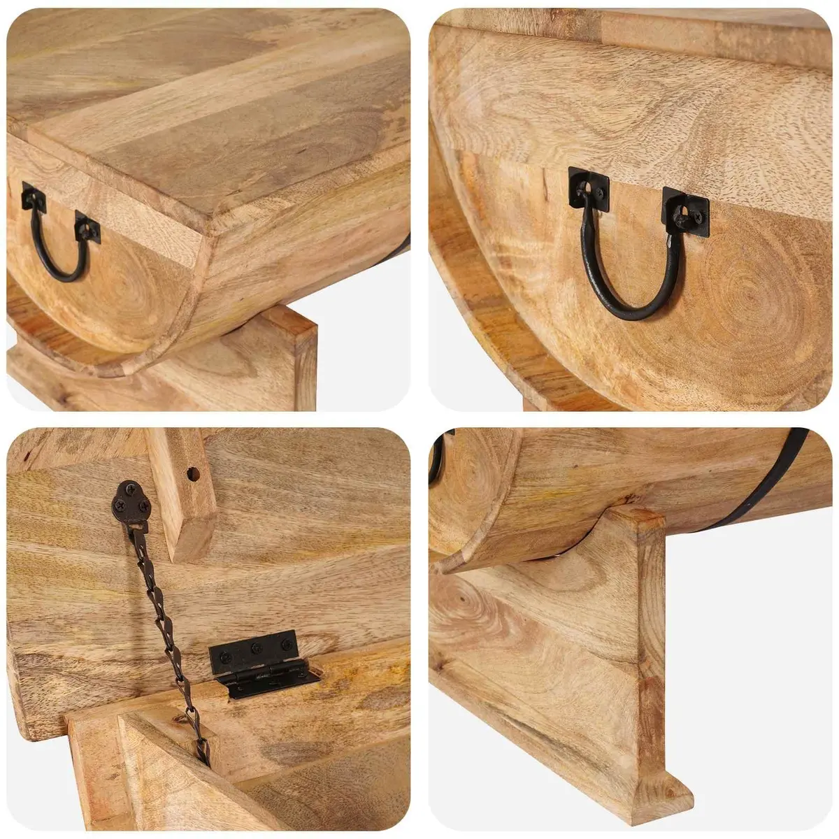 Handmade Solid Mango Wood Coffee Table in Vintage Brown