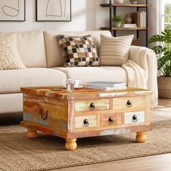 Reclaimed Wood Coffee Table with Vintage Charm 70x70x38 cm