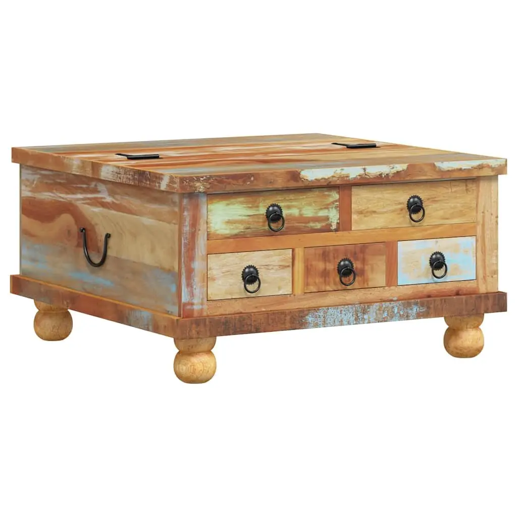 Coffee Table Industrial Vintage 70x70x38 cm Reclaimed Wood Brown