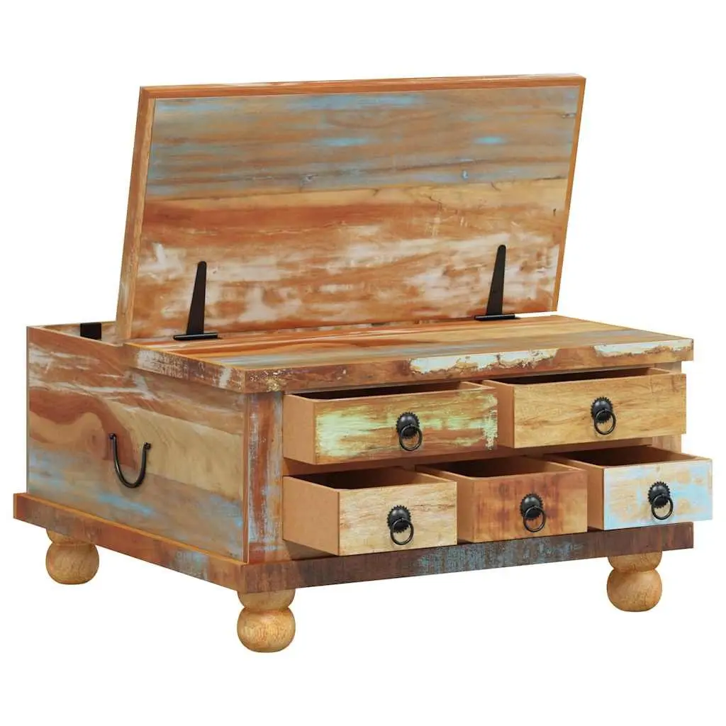 Coffee Table Industrial Vintage 70x70x38 cm Reclaimed Wood Brown