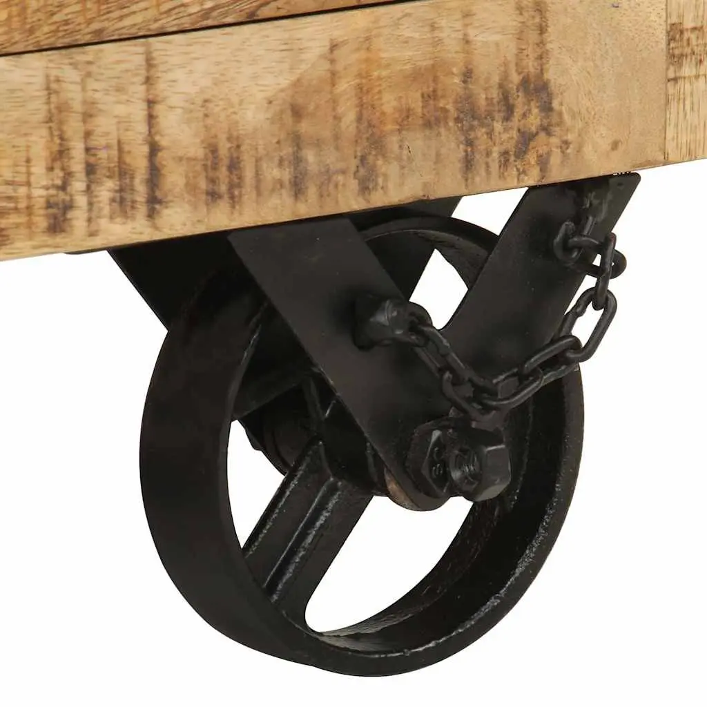 Industrial Wooden Coffee Table with Drawers 70 x 70 x 40 cm Solid Rough Mango Wood