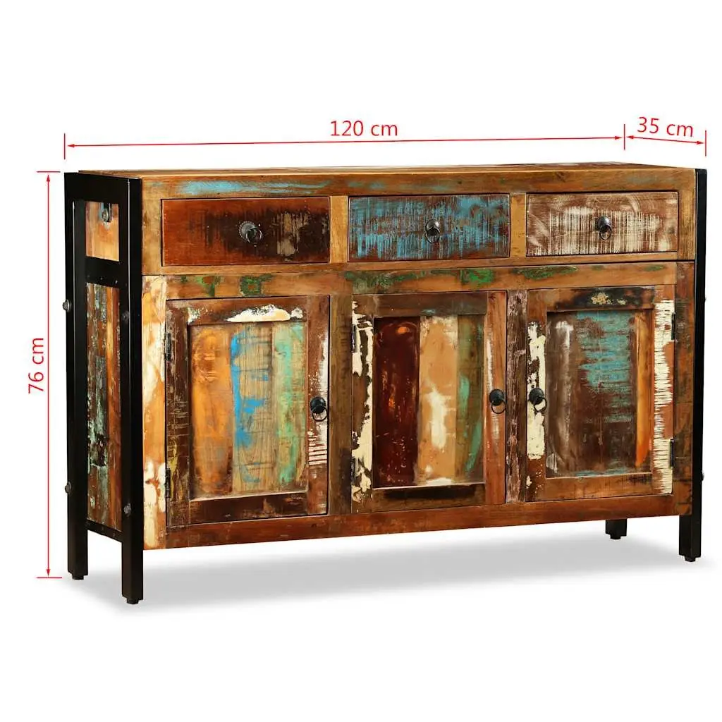Sideboard Antique Style Solid Reclaimed Wood 120x35x76cm Buffet Cabinet 3 Drawers Storage