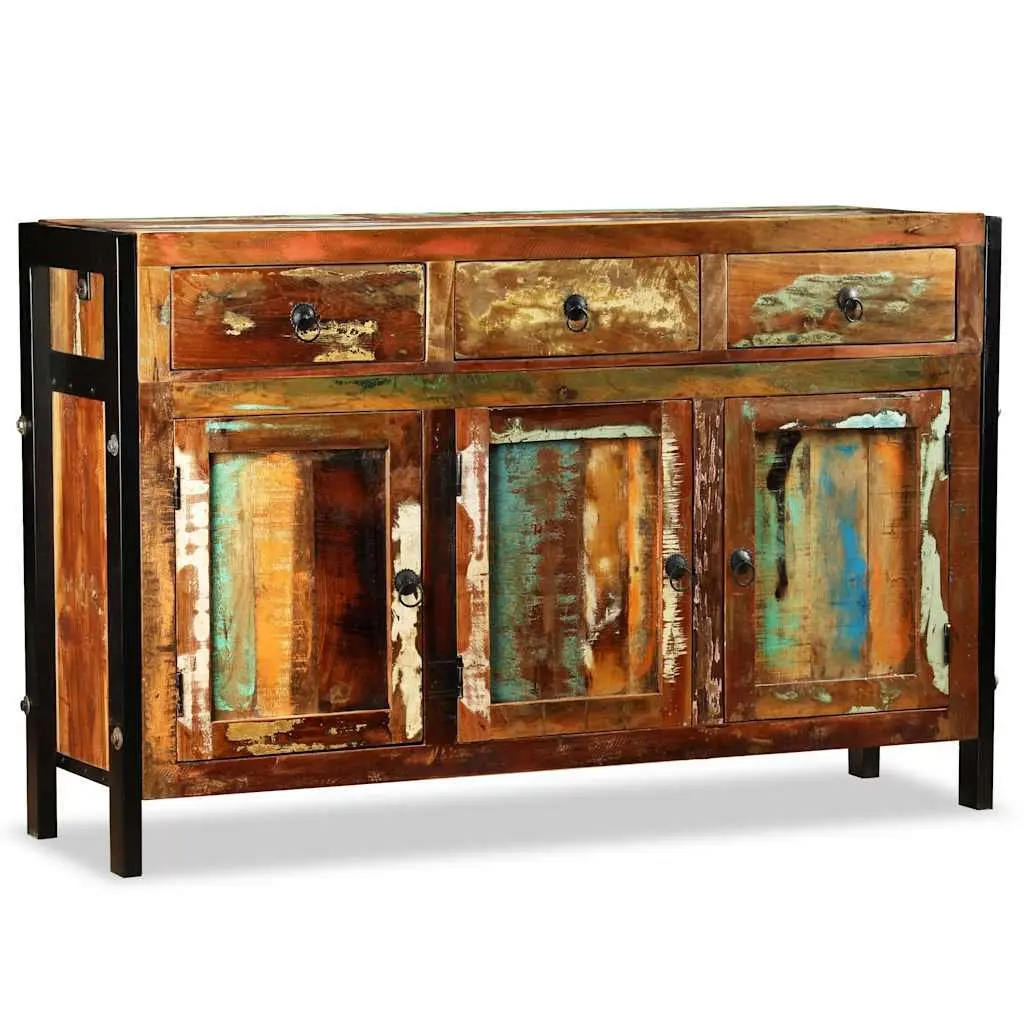 Sideboard Antique Style Solid Reclaimed Wood 120x35x76cm Buffet Cabinet 3 Drawers Storage